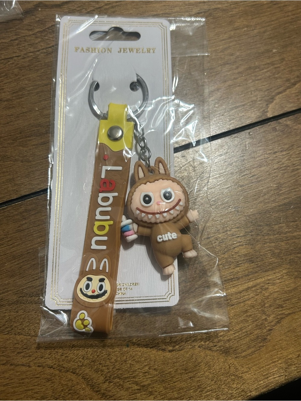 Cute Brown Character Keychain Card Holder - Brown